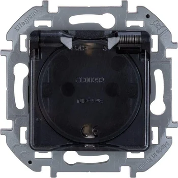 Розетка 1-м СП Inspiria 16А IP44 250В 2P+E защ. шторки с крышкой немецк. стандарт механизм антрацит Розетка 1-м СП Inspiria 16А IP44 250В 2P+E защ. шторки с крышкой немецк. стандарт механизм антрацит